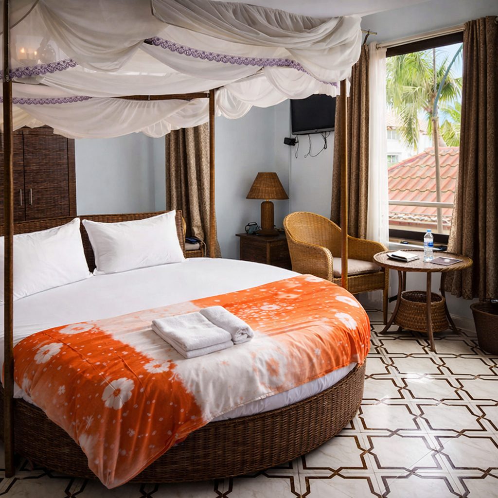 Vamos Hotel Mikumi executive double room with canopy bed